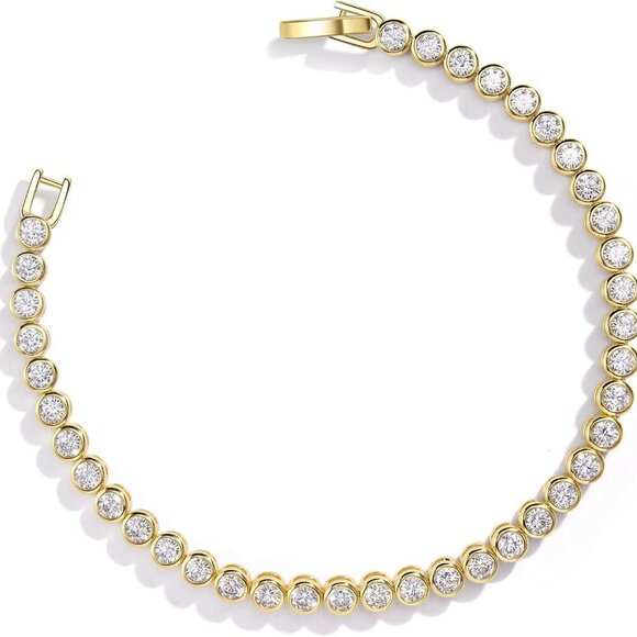 14K Gold Filled Tennis Bracelets for Women |2mm 2.5mm 3mmCubic Zirconia Bezel Go - Picture 2 of 9